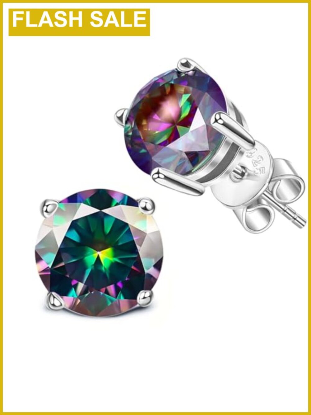 Moissanite Stud Earrings 2ct D Color VVS1 Round Cut 925 Sterling Silver White